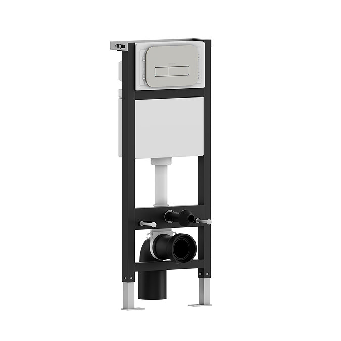 Pavilion Toilet Cistern Frame with Brushed Steel Round Dual Flush Plate