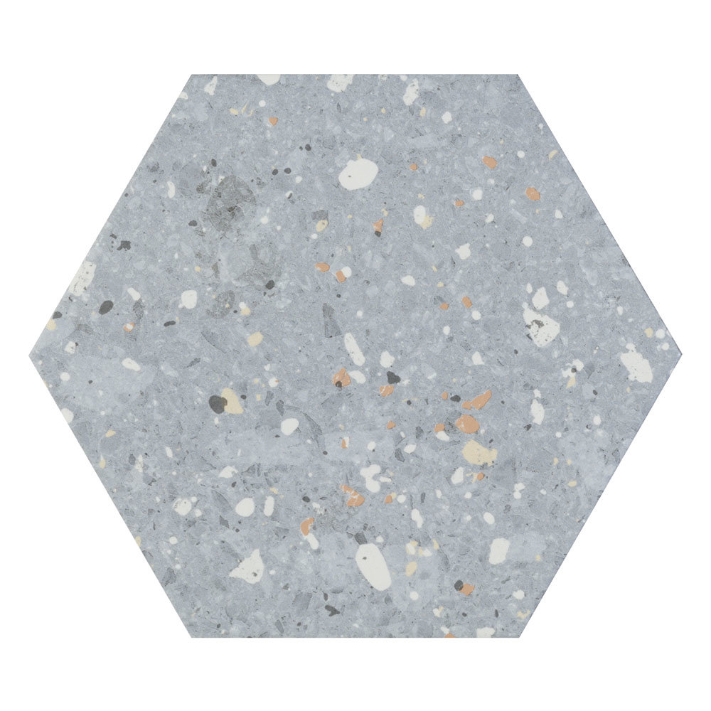 Pella Blue Terrazzo Effect Hexagon Wall & Floor Tiles - 258 x 290mm