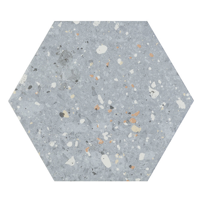 Pella Blue Terrazzo Effect Hexagon Wall & Floor Tiles - 258 x 290mm  Profile Large Image