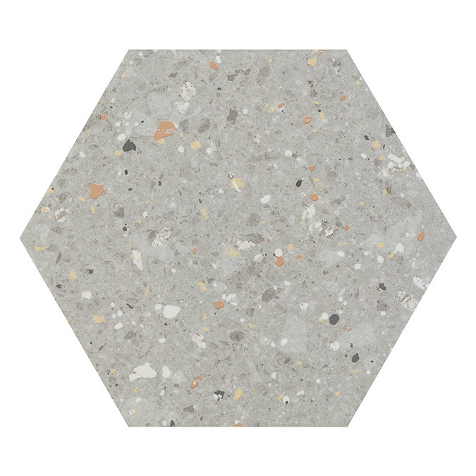 Pella Grey Terrazzo Effect Hexagon Wall & Floor Tiles - 258 x 290mm  Profile Large Image
