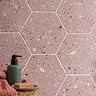 Pella Pink Terrazzo Effect Hexagon Wall & Floor Tiles - 258 x 290mm