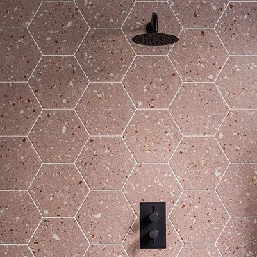 Pella Pink Terrazzo Effect Hexagon Wall & Floor Tiles - 258 x 290mm