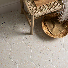 Pella White Terrazzo Effect Hexagon Wall & Floor Tiles - 258 x 290mm