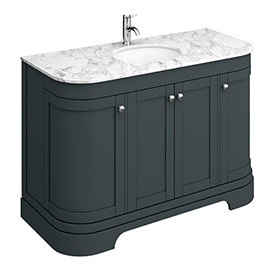 Period Bathroom Co. 1220mm Curved Vanity Unit with White Marble Basin Top - Dark Grey Medium Image