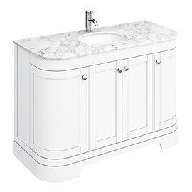 Period Bathroom Co. 1220mm Curved Vanity Unit with White Marble Basin Top - White