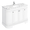 Period Bathroom Co. 1220mm Curved Vanity Unit with White Marble Basin Top - White
