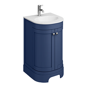 Period Bathroom Co. 500mm Curved Vanity Unit with White Stone Resin Basin - Cobalt Blue
