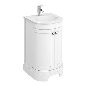 Period Bathroom Co. 500mm Curved Vanity Unit with White Stone Resin Basin - White