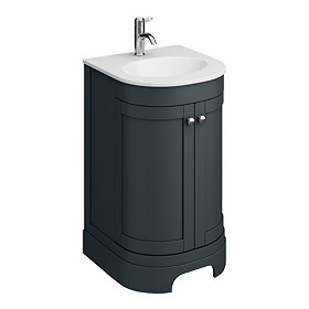 Period Bathroom Co. 500mm Curved Vanity Unit with White Stone Resin Basin - Dark Grey