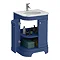 Period Bathroom Co. 600mm Curved Vanity Unit with White Marble Basin Top - Cobalt Blue  Feature Larg