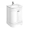 Period Bathroom Co. 600mm Curved Vanity Unit with White Marble Basin Top - White Large Image