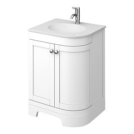  Period Bathroom Co. 610mm LH Offset Vanity Unit with White Stone Resin Basin - White