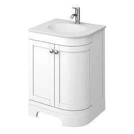  Period Bathroom Co. 610mm LH Offset Vanity Unit with White Stone Resin Basin - White