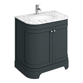Period Bathroom Co. 800mm Curved Vanity Unit with White Marble Basin Top - Dark Grey Medium Image