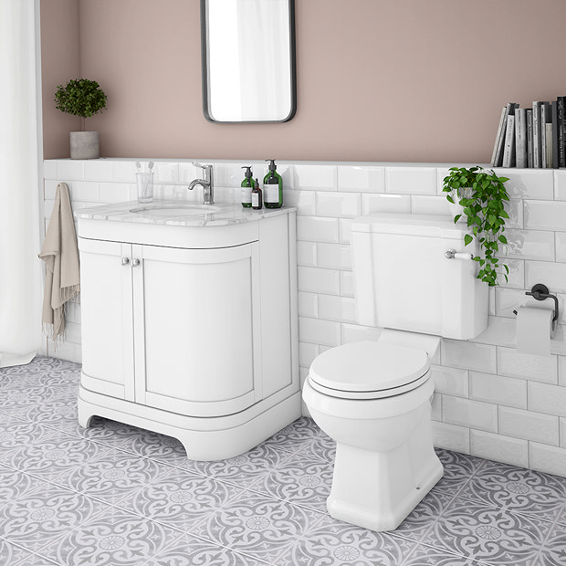 White Curved Vanity Unit with Basin - 800mm