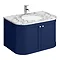 Period Bathroom Co. 820mm Curved Wall Hung Vanity with White Marble Basin Top - Cobalt Blue Large Im