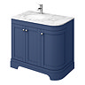 Period Bathroom Co. 920mm LH Offset Vanity Unit with White Marble Basin Top - Cobalt Blue