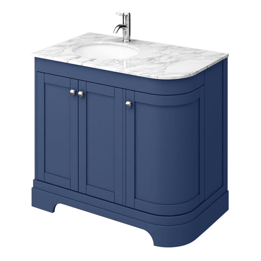 Period Bathroom Co. 920mm LH Offset Vanity Unit with White Marble Basin ...