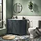 Period Bathroom Co. 900mm LH Offset Vanity Unit with White Marble Basin Top - Dark Grey  Profile Lar