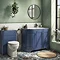 Period Bathroom Co. 900mm RH Offset Vanity Unit with White Marble Basin Top - Cobalt Blue  Profile L