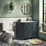 Period Bathroom Co. 900mm RH Offset Vanity Unit with White Marble Basin Top - Dark Grey  Profile Lar