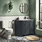 Period Bathroom Co. 900mm RH Offset Vanity Unit with White Marble Basin Top - Dark Grey  Profile Lar
