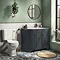 Period Bathroom Co. 900mm RH Offset Vanity Unit with White Marble Basin Top - Dark Grey Profile Lar