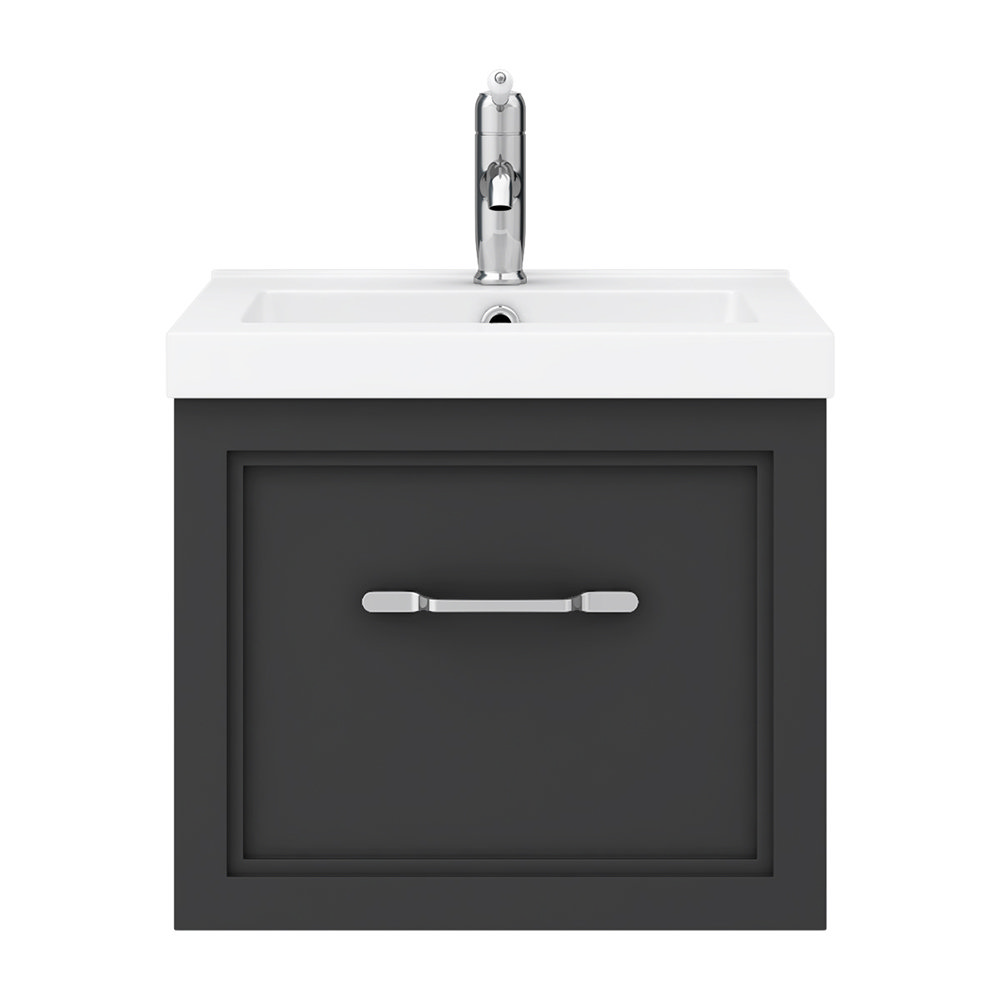Period Bathroom Co. Wall Hung Vanity Matt Black 500mm 1 Drawer with