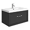 Period Bathroom Co. Wall Hung Vanity - Matt Black - 800mm 1 Drawer with Chrome Handle Large Image