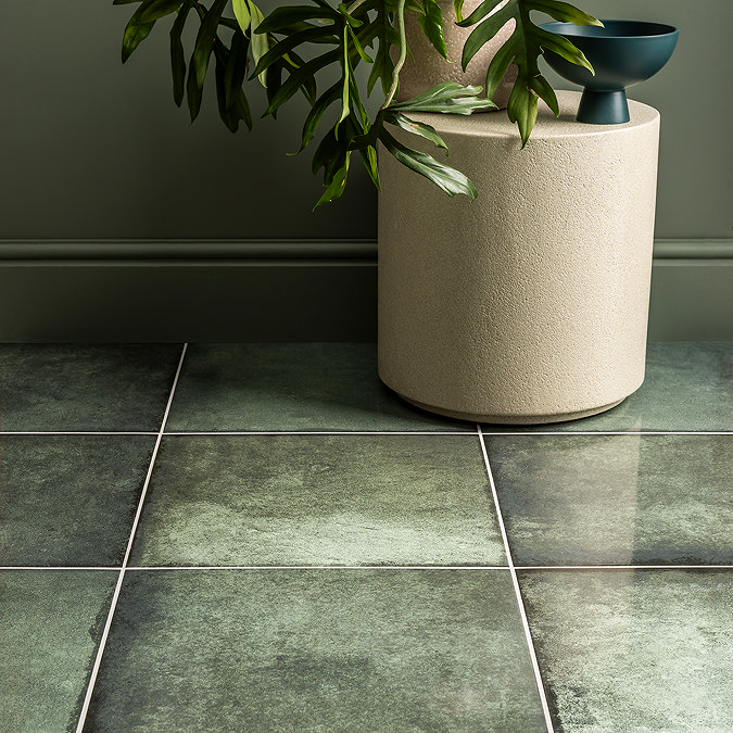 Perth Gloss Green Zellige Effect Wall & Floor Tiles - 450 x 450mm