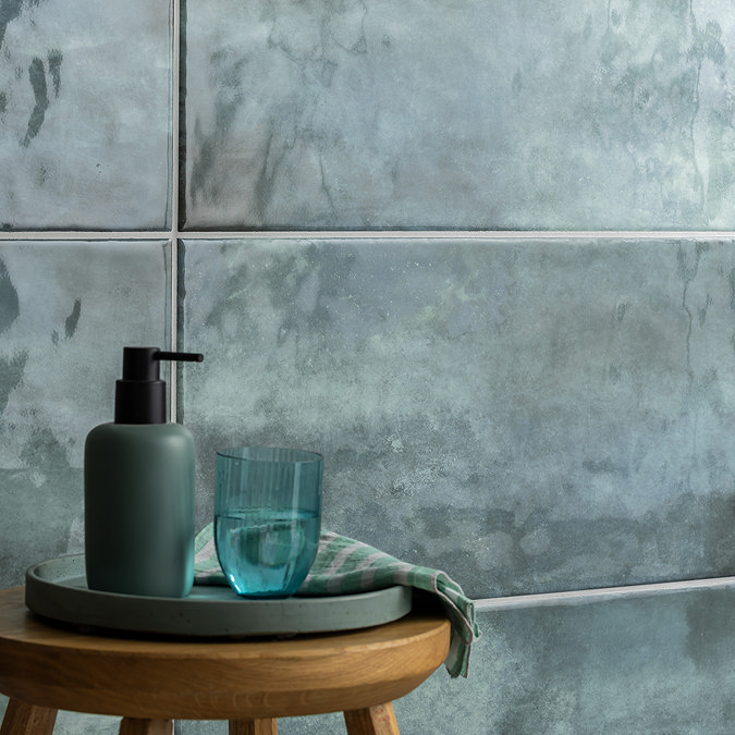 Perth Gloss Green Zellige Effect Wall Tiles 300 x 600mm