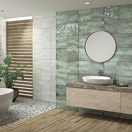 Perth Gloss Green Zellige Effect Wall Tiles 300 x 600mm