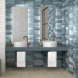 Perth Metro Gloss Blue Zellige Effect Wall Tiles 300 x 600mm
