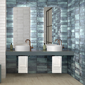 Perth Metro Gloss Blue Zellige Effect Wall Tiles 300 x 600mm