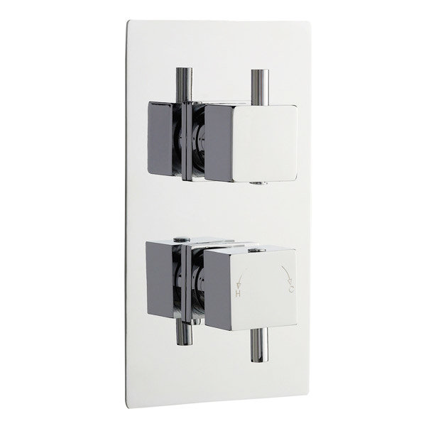 Pioneer - Minimalist Square Twin Concealed Thermostatic Shower with Chrome Plated ABS Trimset Large