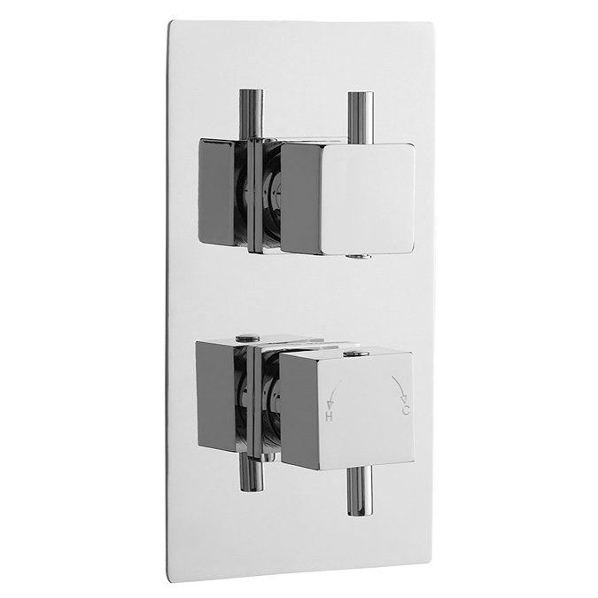 Pioneer - Square Twin Concealed Shower Valve with Chrome ABS Trimset & Diverter Large Image