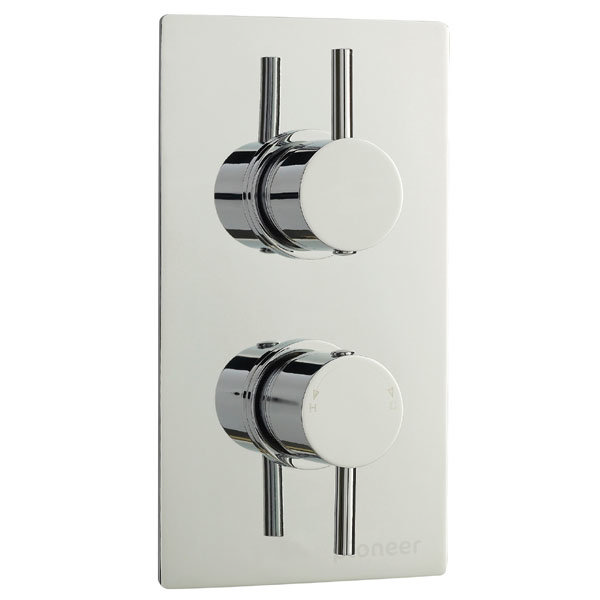 Pioneer Twin Concealed Thermostatic Shower Valve Round Handles - Chrome - PIOV41 Large Image