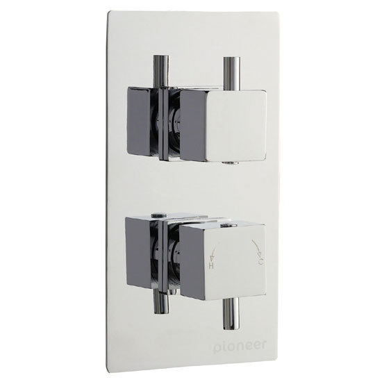 Pioneer Twin Concealed Thermostatic Shower Valve Square Handles - Chrome - PIOV51 Large Image