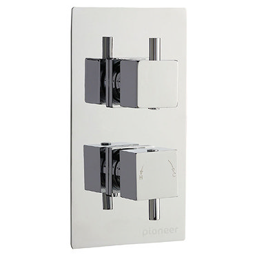Pioneer Twin Concealed Thermostatic Shower Valve Square Handles - Chrome - PIOV51 Profile Large Imag