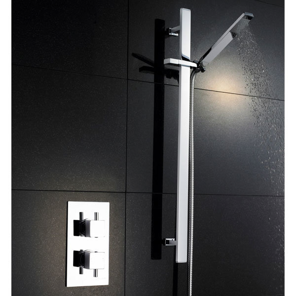 Pioneer Twin Concealed Thermostatic Shower Valve with Rectangular Slide Rail Kit Large Image