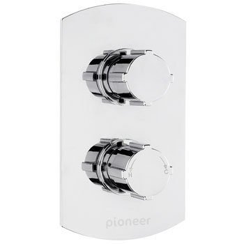 Pioneer Twin Concealed Thermostatic Shower Valve with Round Fixed Head & Arm Profile Large Image