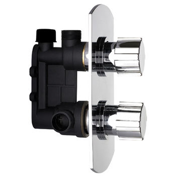 Pioneer Twin Concealed Thermostatic Shower Valve with Round Fixed Head & Arm Feature Large Image