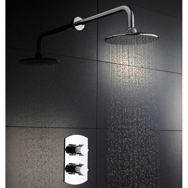 Pioneer Twin Concealed Thermostatic Shower Valve with Round Fixed Head & Arm Large Image