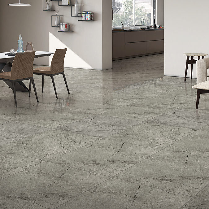 Pisani Dark Grey Stone Effect Wall & Floor Tiles - 600 x 600mm