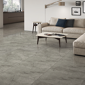 Pisani Dark Grey Stone Effect Wall & Floor Tiles - 600 x 600mm