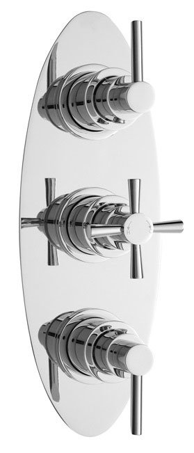 Pixi Concealed Thermostatic Triple Shower Valve with Oval Plate Large Image