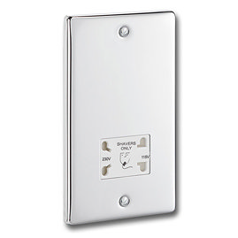 Polished Chrome Dual Voltage Shaver Socket with White Insert - P17C Large Image