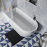 Potenza 1650 x 780 Curved Freestanding Corner Bath with Brushed Brass Screen and Waste 