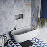Potenza 1650 x 780 Curved Freestanding Corner Bath with Brushed Brass Screen and Waste Right Hand Option