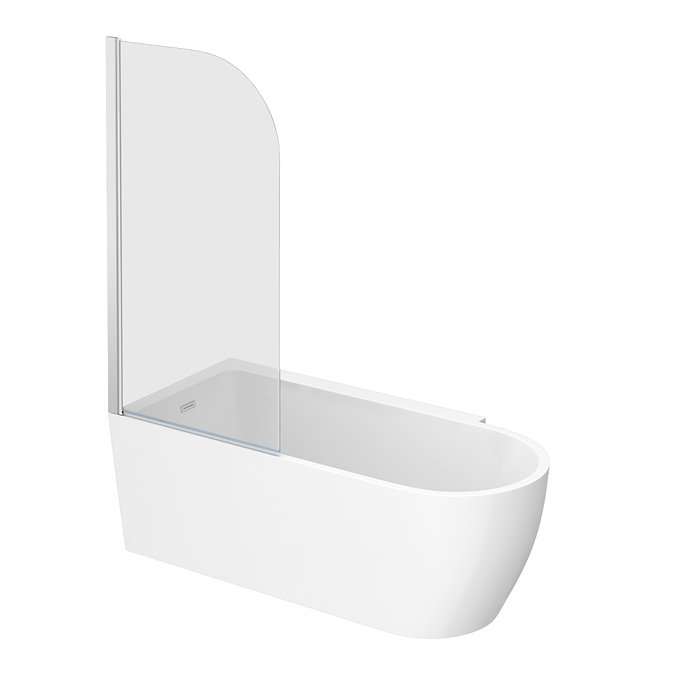 Potenza 1650 x 780 Curved Freestanding Corner Bath with Chrome Screen and Waste